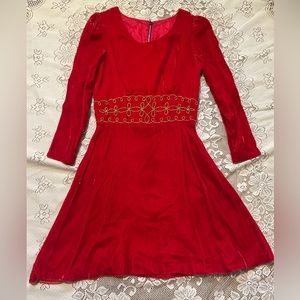 60’s/70’s handmade red velvet dress.